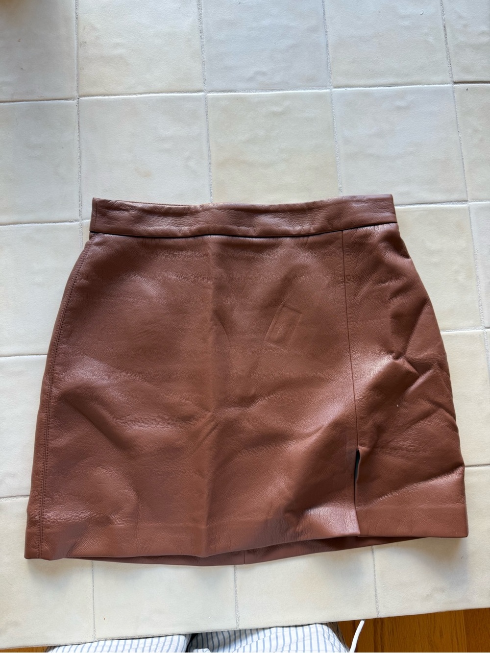 Wilfred Brown Leather Mini Skirt